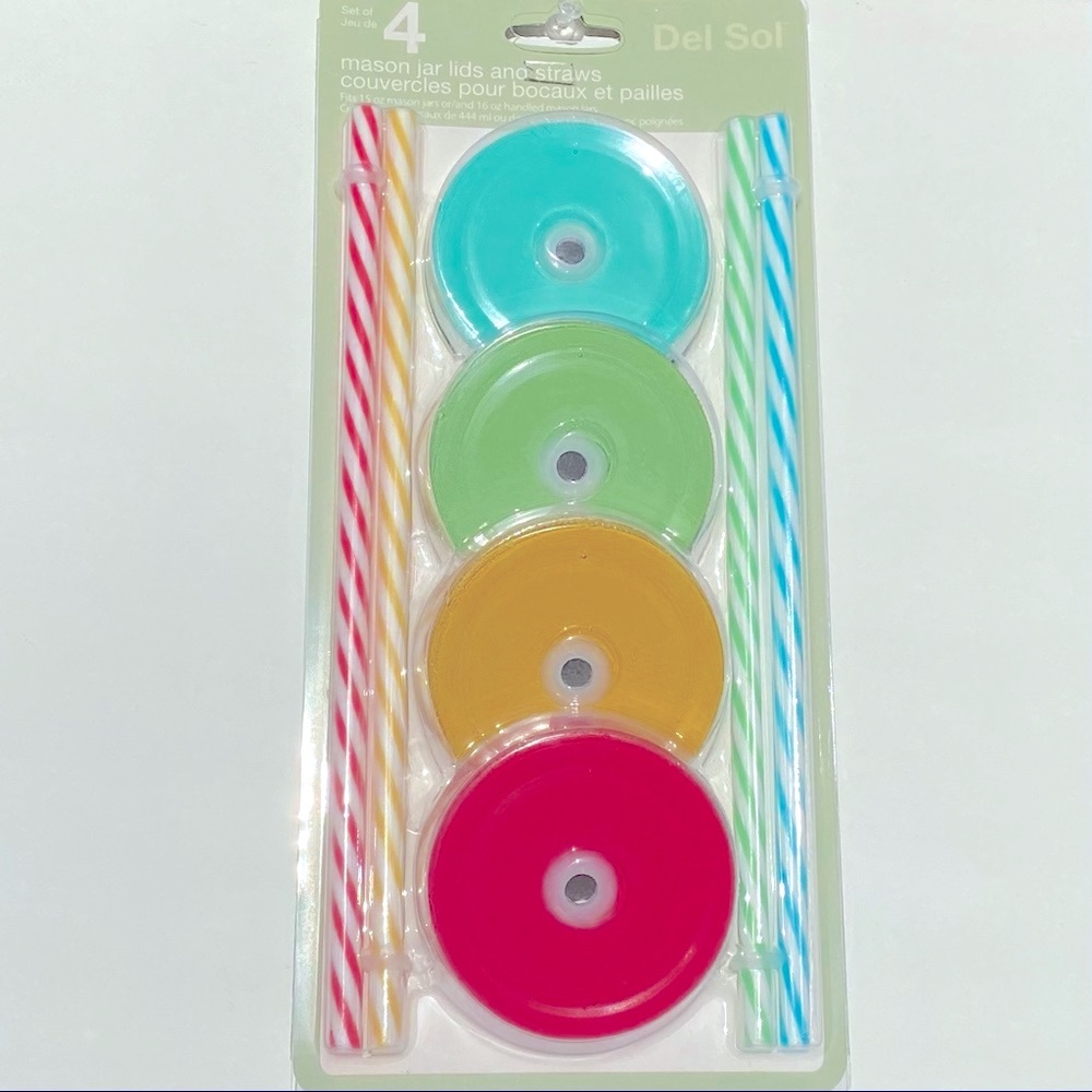🔥5/$25🔥Del Sol Mason Jar Lids & Straws